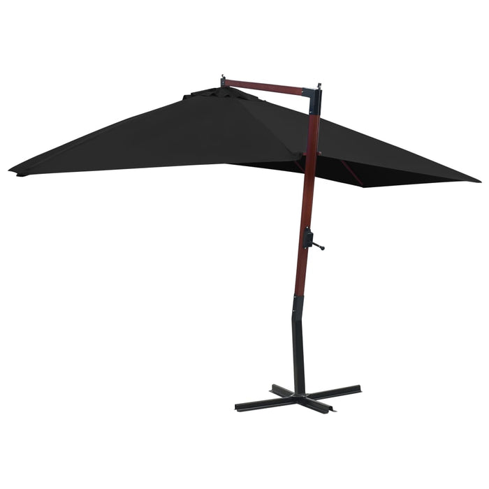 Umbrelă suspendată cu stâlp din lemn, negru, 400 x 300 cm - WALTI WALTI