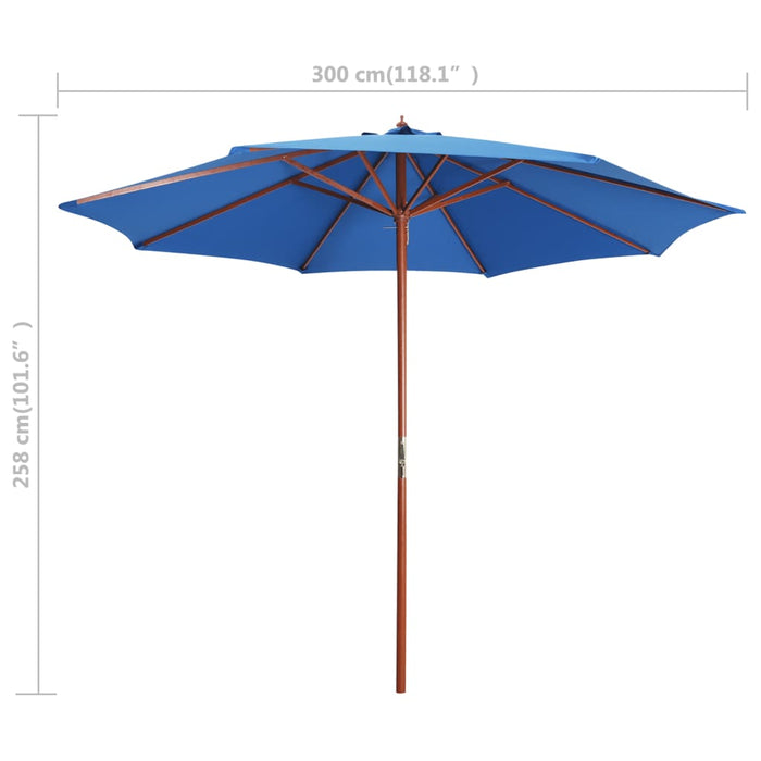 Umbrelă de soare cu stâlp din lemn, albastru, 300 x 258 cm - WALTI WALTI