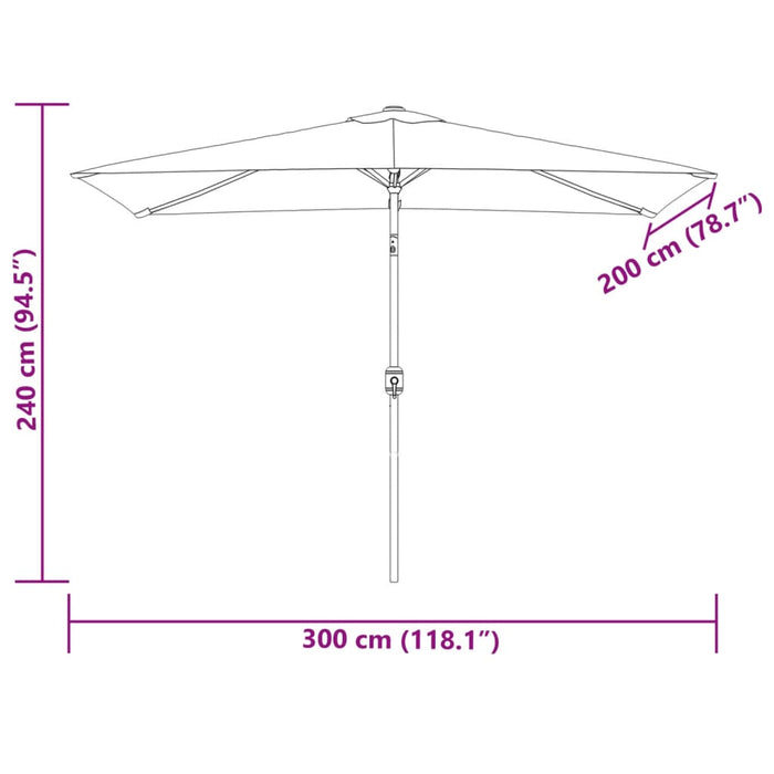 Umbrelă de soare cu stâlp metalic, negru, 300 x 200 cm - WALTI WALTI