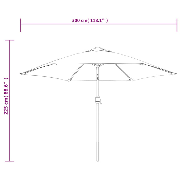 Umbrelă de soare exterior, LED-uri și stâlp oțel, azur, 300 cm - WALTI WALTI