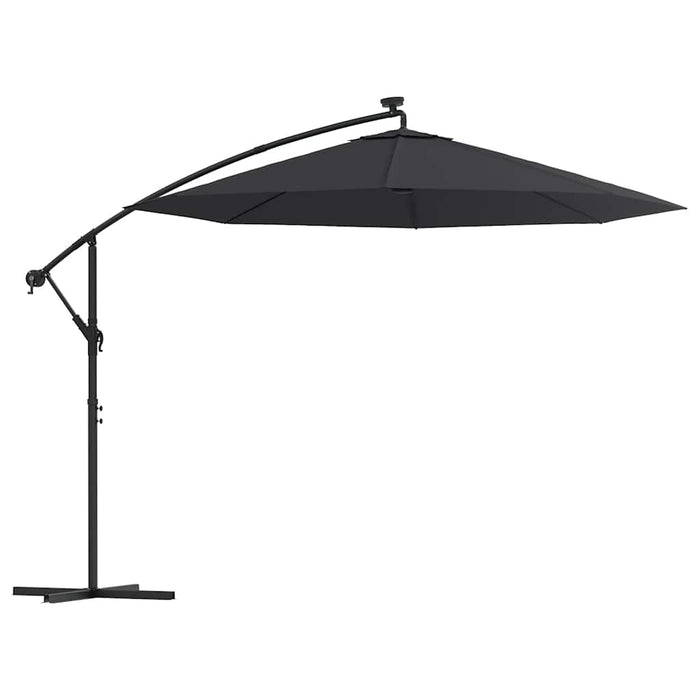 Umbrelă în consolă cu LED și stâlp din oțel, negru, 300 cm WALTI