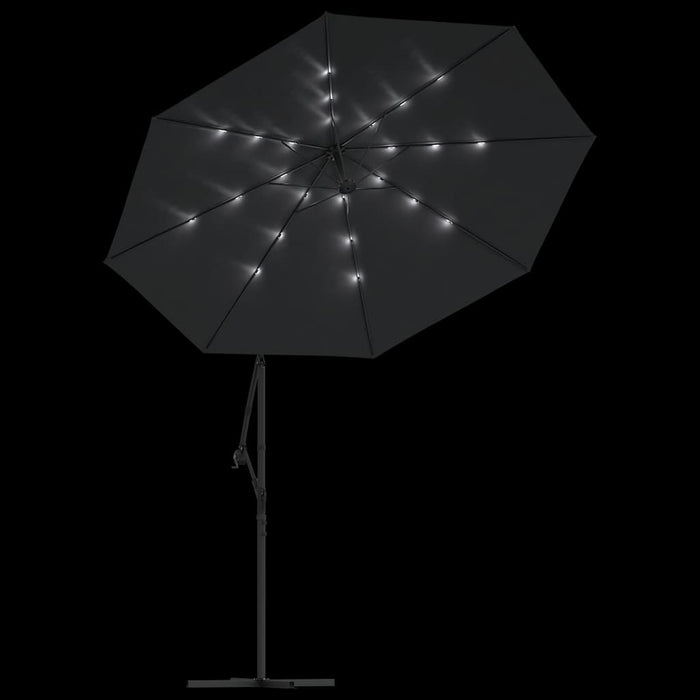 Umbrelă în consolă cu LED și stâlp din oțel, negru, 300 cm WALTI