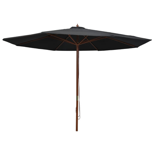 Umbrelă de soare de exterior, stâlp din lemn, negru, 350 cm - WALTI WALTI