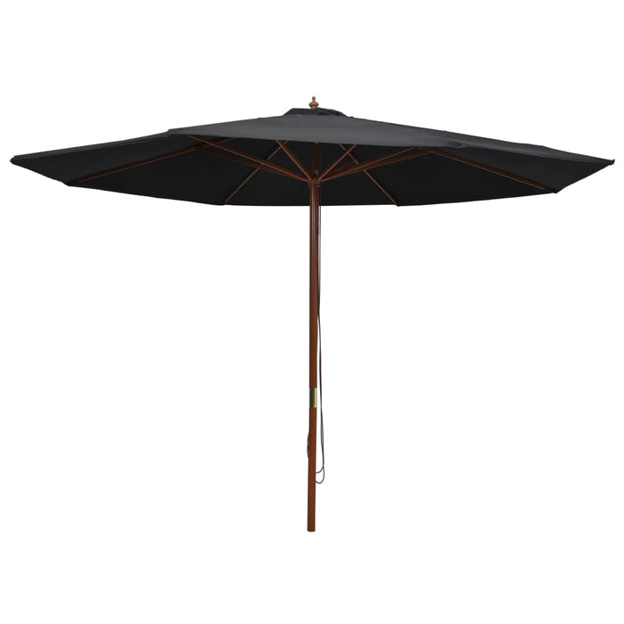 Umbrelă de soare de exterior, stâlp din lemn, negru, 350 cm - WALTI WALTI