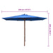 Umbrelă de soare de exterior, stâlp din lemn, albastru, 350 cm - WALTI WALTI