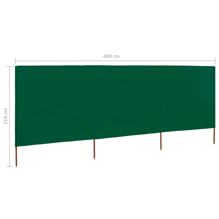 Paravan anti-vânt cu 3 panouri, verde, 400 x 80 cm, textil - WALTI WALTI