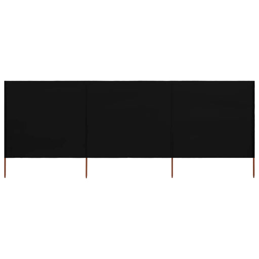Paravan anti-vânt cu 3 panouri, negru, 400 x 120 cm, textil - WALTI WALTI