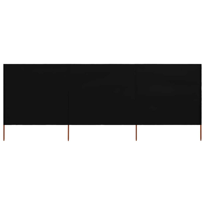 Paravan anti-vânt cu 3 panouri, negru, 400 x 160 cm, textil WALTI