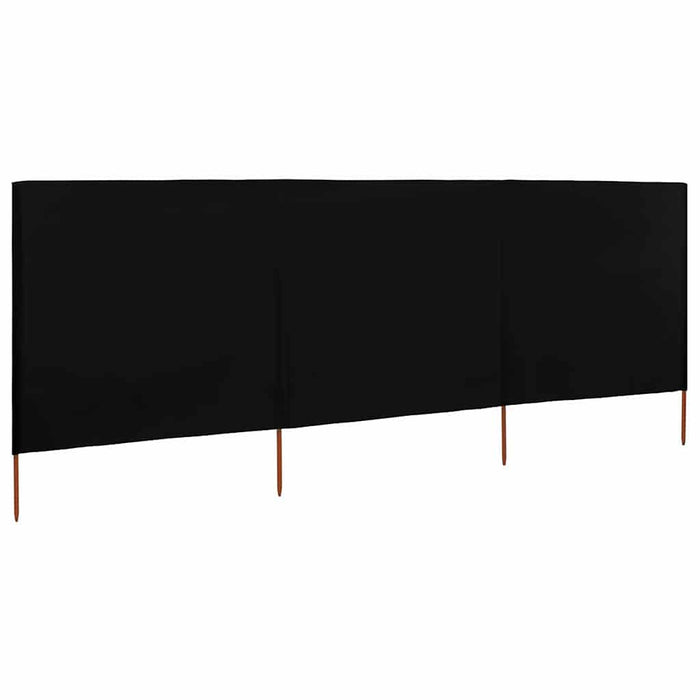 Paravan anti-vânt cu 3 panouri, negru, 400 x 160 cm, textil WALTI