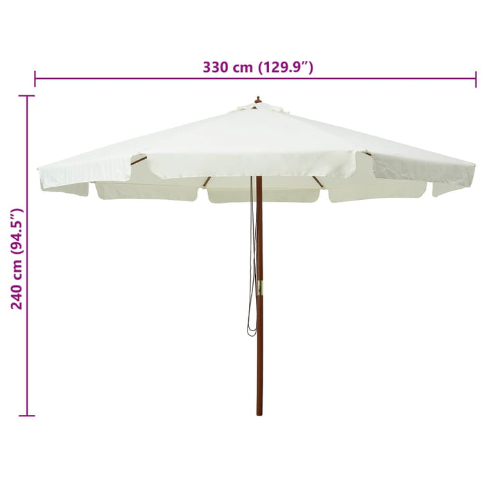 Umbrelă soare de exterior, stâlp din lemn, alb nisipiu, 330 cm - WALTI WALTI