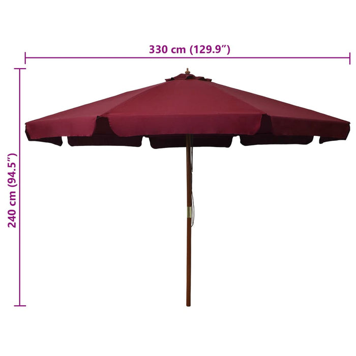 Umbrelă de soare de exterior, stâlp lemn, roșu burgund, 330 cm - WALTI WALTI