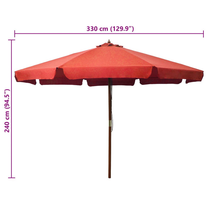 Umbrelă de soare de exterior, stâlp lemn, cărămiziu, 330 cm - WALTI WALTI