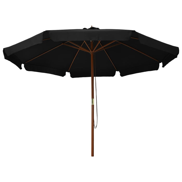 Umbrelă de soare de exterior, stâlp din lemn, negru, 330 cm - WALTI WALTI