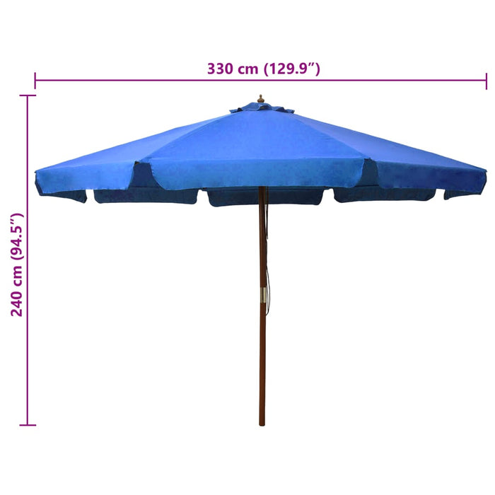 Umbrelă de soare de exterior, stâlp lemn, azuriu, 330 cm - WALTI WALTI