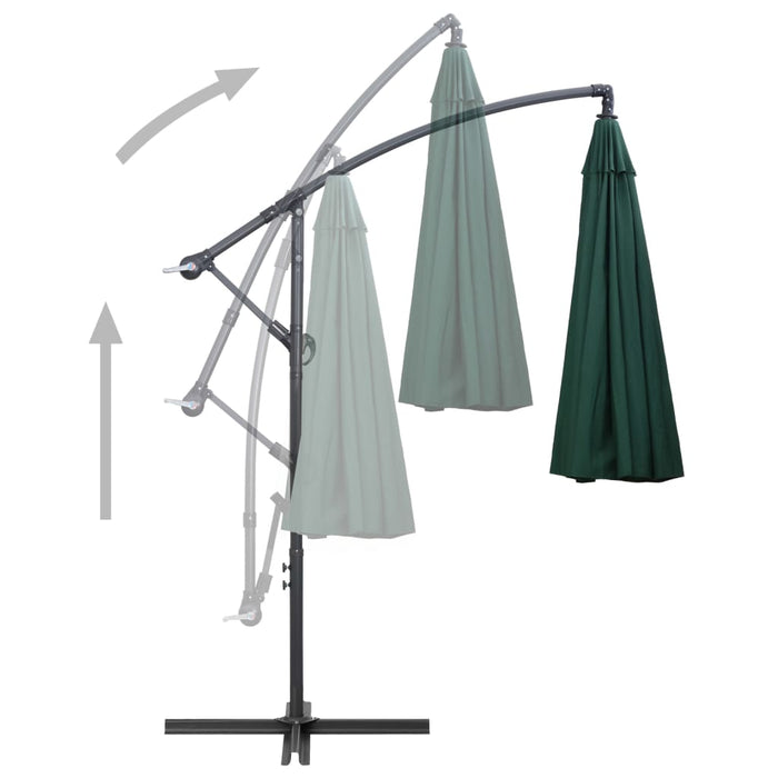 Umbrelă de soare suspendată, verde, 3 m, stâlp de aluminiu - WALTI WALTI