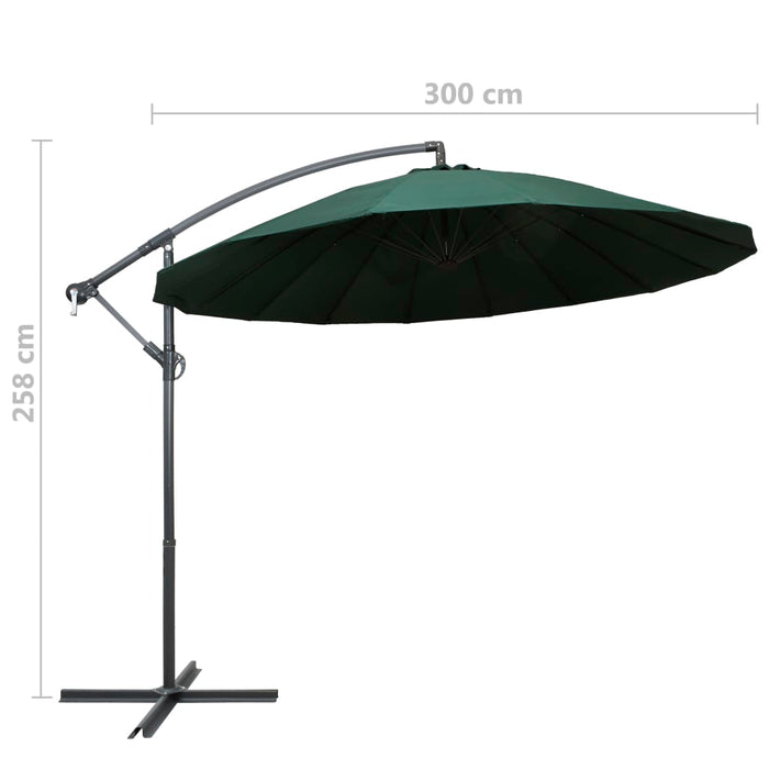 Umbrelă de soare suspendată, verde, 3 m, stâlp de aluminiu - WALTI WALTI