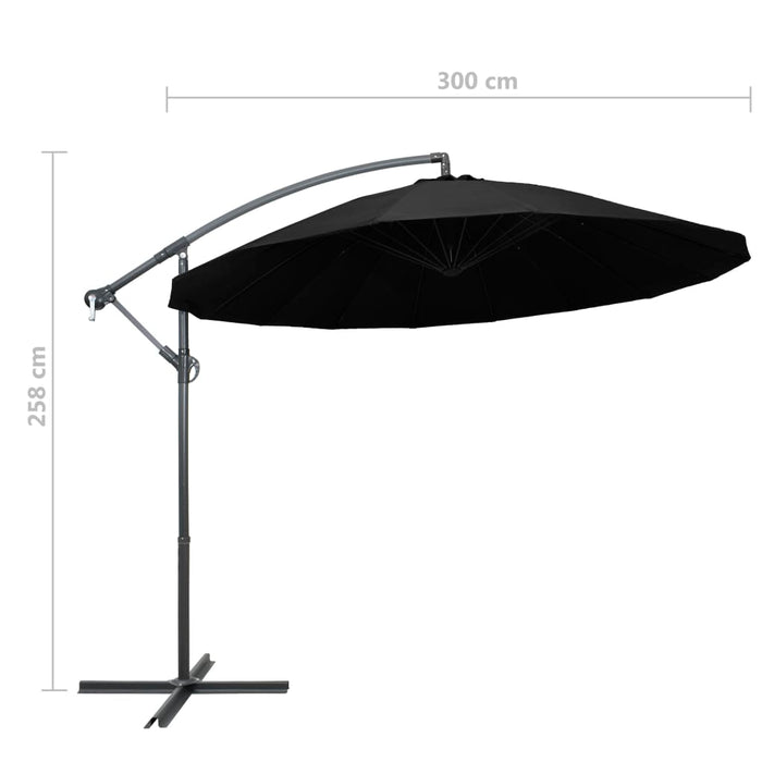 Umbrelă de soare suspendată, negru, 3 m, stâlp de aluminiu - WALTI WALTI