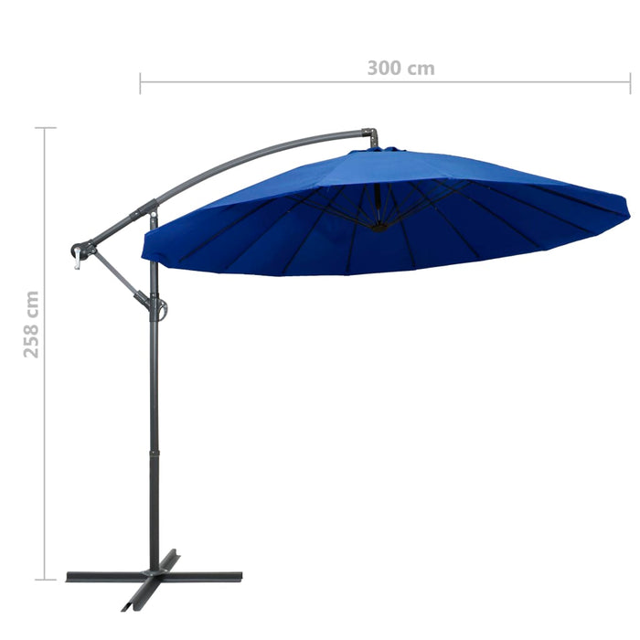 Umbrelă de soare suspendată, albastru, 3 m, stâlp de aluminiu - WALTI WALTI