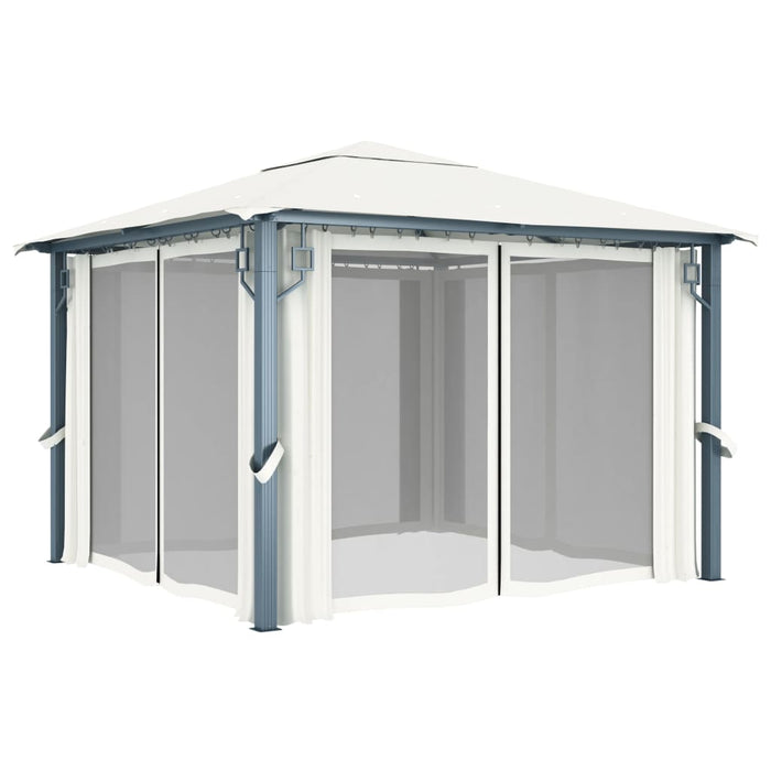 Pavilion cu perdele, crem, 300 x 300 cm, aluminiu - WALTI WALTI