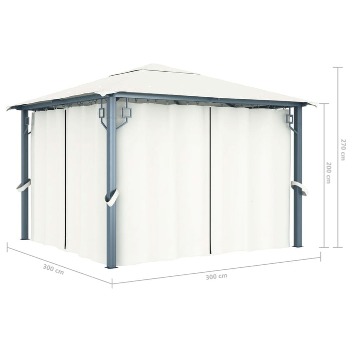 Pavilion cu perdele, crem, 300 x 300 cm, aluminiu - WALTI WALTI