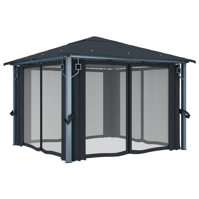 Pavilion cu perdele, antracit, 300 x 300 cm, aluminiu - WALTI WALTI