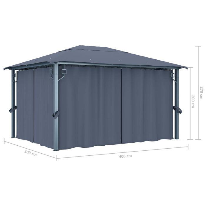 Pavilion cu perdele, antracit, 400 x 300 cm, aluminiu - WALTI WALTI