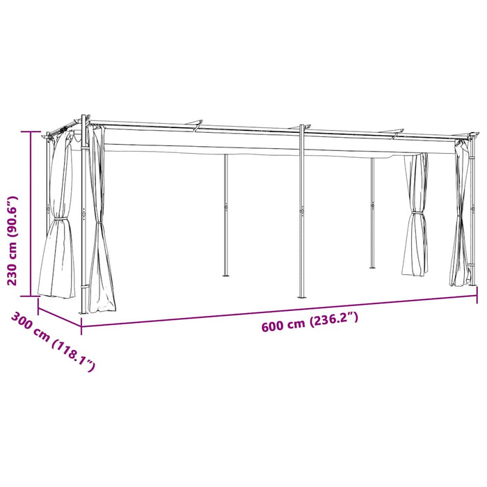 Pavilion cu draperii, crem, 3 x 6 m, oțel - WALTI WALTI