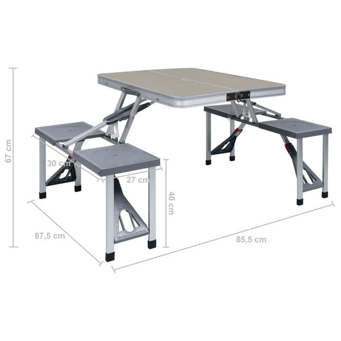 Masă de camping pliabilă cu 4 scaune, oțel și aluminiu - WALTI WALTI