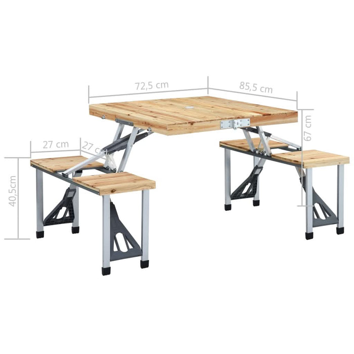 Masă de camping pliabilă cu 4 scaune, oțel și aluminiu - WALTI WALTI