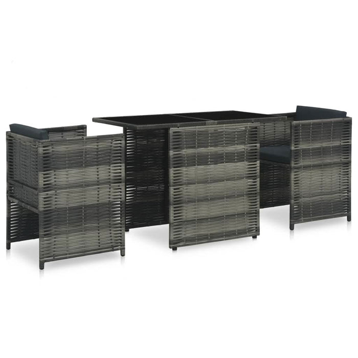 Set mobilier de bistro cu perne, 3 piese, gri, poliratan - WALTI WALTI