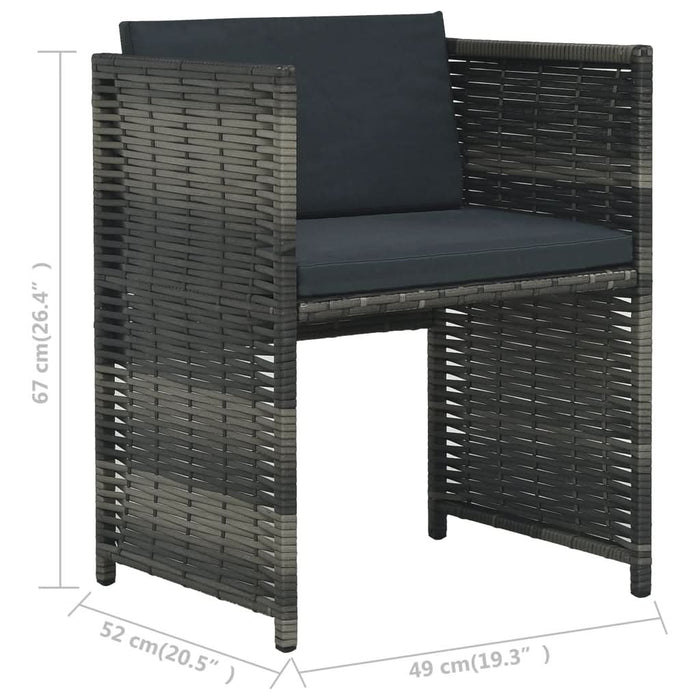 Set mobilier de bistro cu perne, 3 piese, gri, poliratan - WALTI WALTI