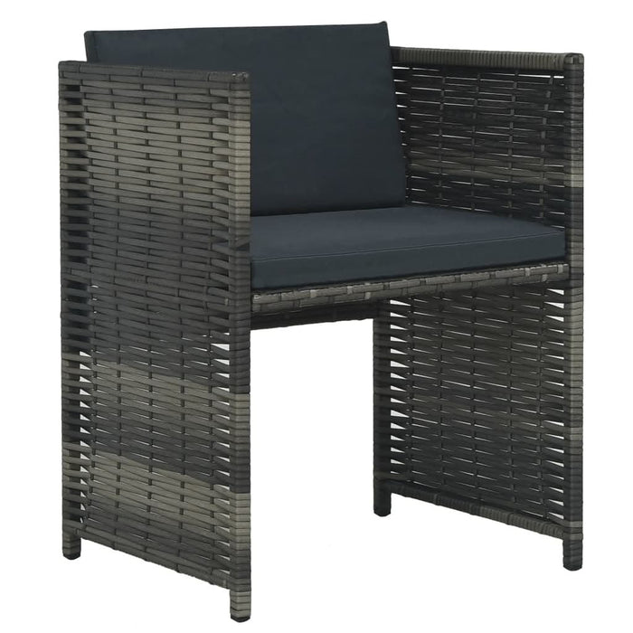 Set mobilier de bistro cu perne, 3 piese, gri, poliratan - WALTI WALTI