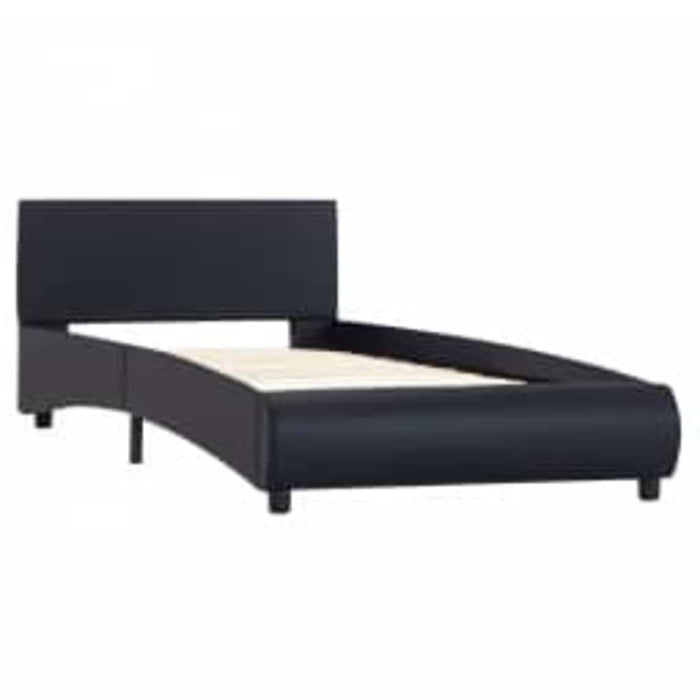 Cadru de pat cu LED-uri, negru, 100 x 200 cm, piele ecologică - WALTI WALTI