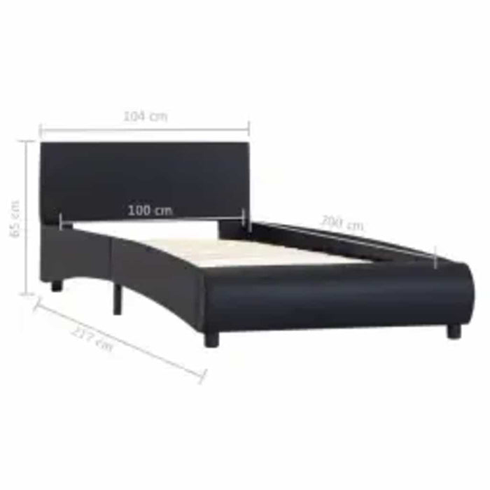 Cadru de pat cu LED-uri, negru, 100 x 200 cm, piele ecologică - WALTI WALTI