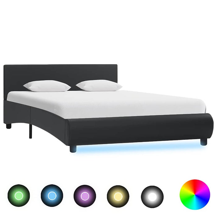 Cadru de pat cu LED, negru, 120 x 200 cm, piele ecologică - WALTI WALTI