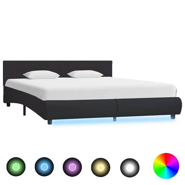 Cadru de pat cu LED, negru, 160 x 200 cm, piele ecologică - WALTI WALTI