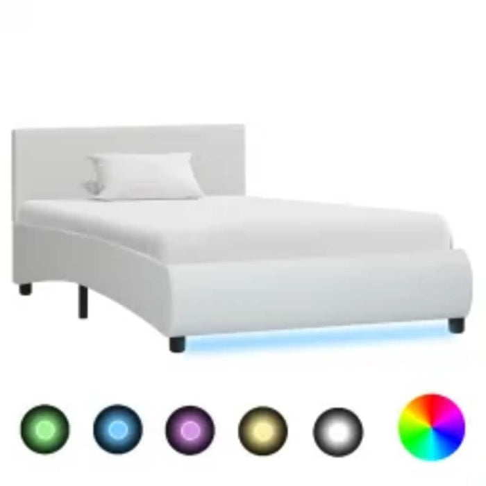 Cadru de pat cu LED, alb, 90 x 200 cm, piele ecologică - WALTI WALTI