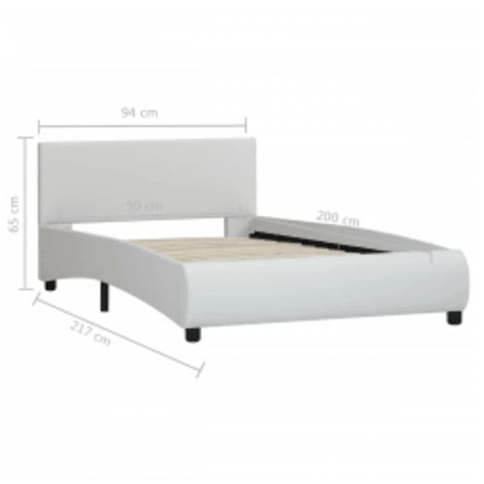 Cadru de pat cu LED, alb, 90 x 200 cm, piele ecologică - WALTI WALTI