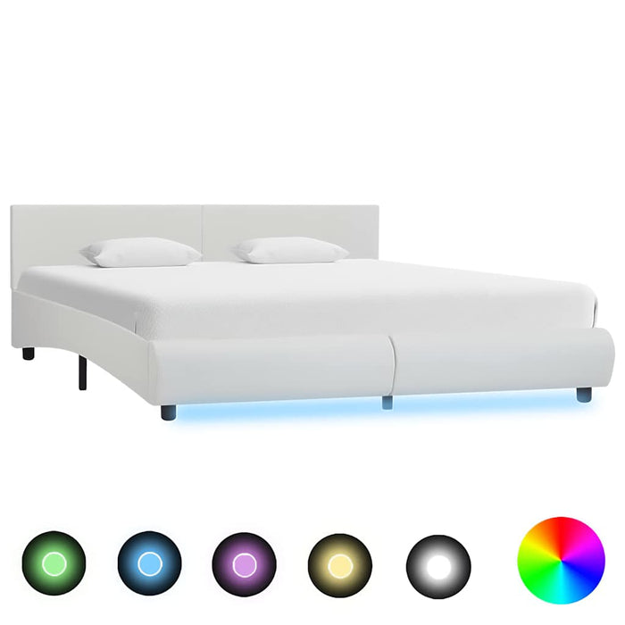 Cadru de pat cu LED, alb, 160 x 200 cm, piele ecologică - WALTI WALTI