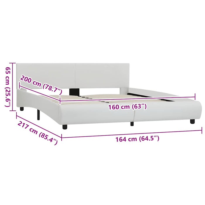 Cadru de pat cu LED, alb, 160 x 200 cm, piele ecologică - WALTI WALTI