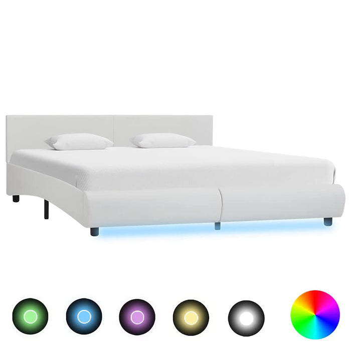 Cadru de pat cu LED, alb, 180 x 200 cm, piele ecologică - WALTI WALTI