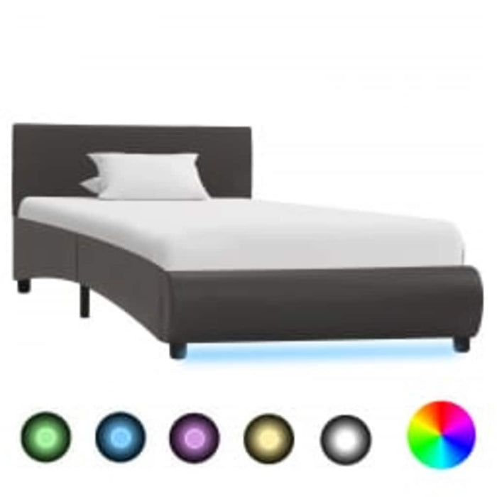 Cadru de pat cu LED, gri, 90 x 200 cm, piele ecologică - WALTI WALTI