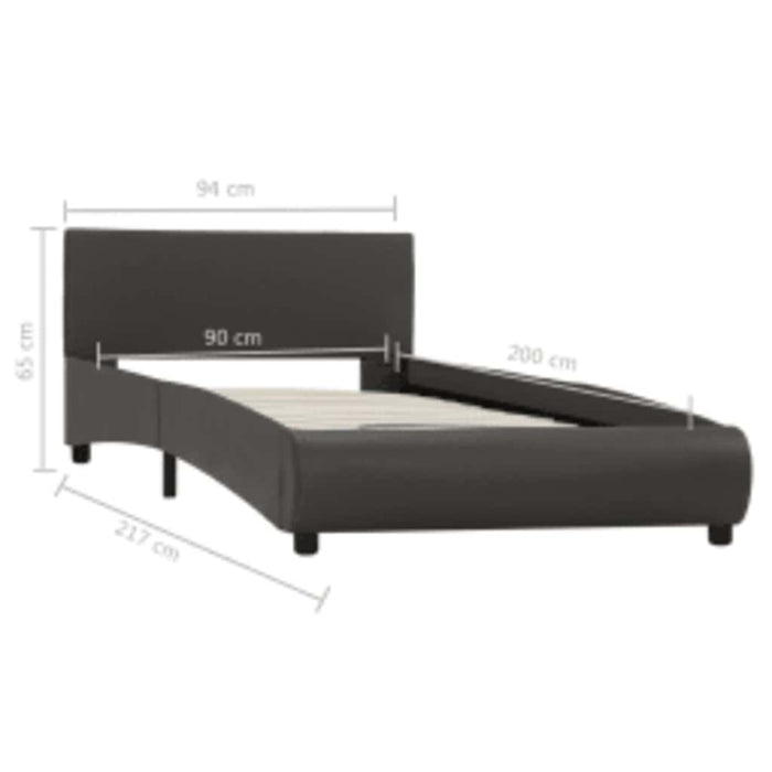 Cadru de pat cu LED, gri, 90 x 200 cm, piele ecologică - WALTI WALTI