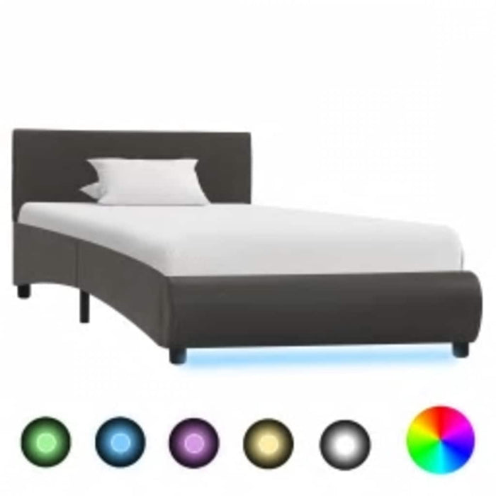 Cadru de pat cu LED, gri, 100 x 200 cm, piele ecologică - WALTI WALTI