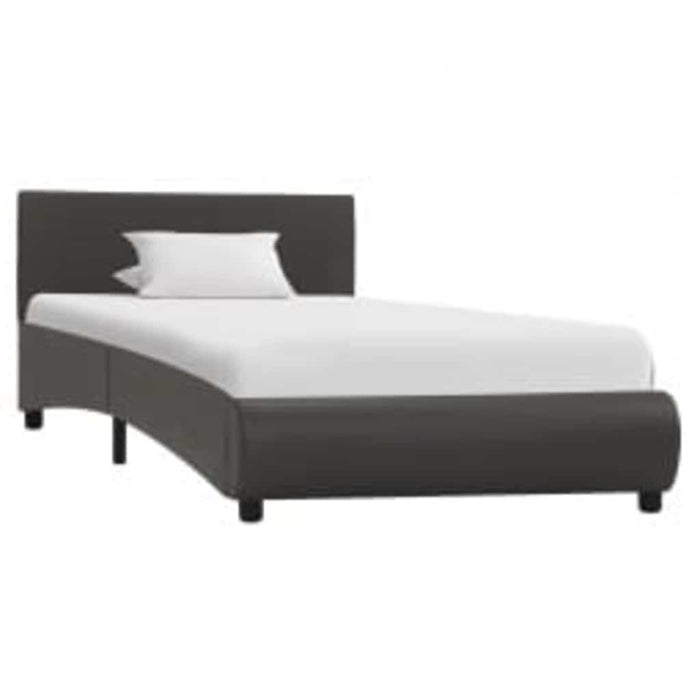 Cadru de pat cu LED, gri, 100 x 200 cm, piele ecologică - WALTI WALTI