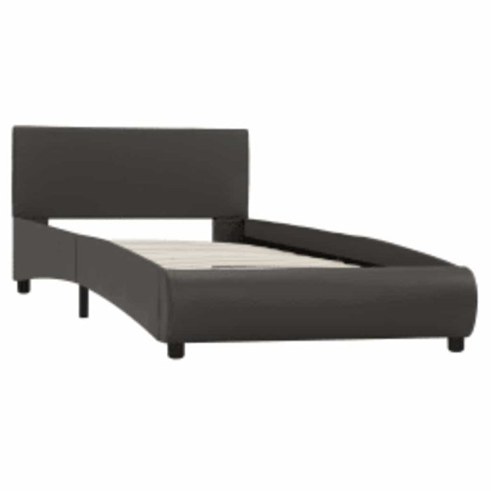 Cadru de pat cu LED, gri, 100 x 200 cm, piele ecologică - WALTI WALTI