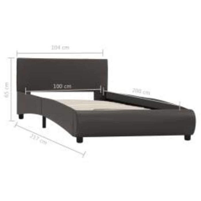 Cadru de pat cu LED, gri, 100 x 200 cm, piele ecologică - WALTI WALTI
