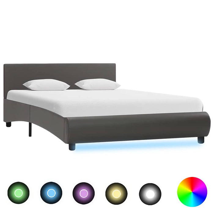 Cadru de pat cu LED, gri, 120 x 200 cm, piele ecologică - WALTI WALTI