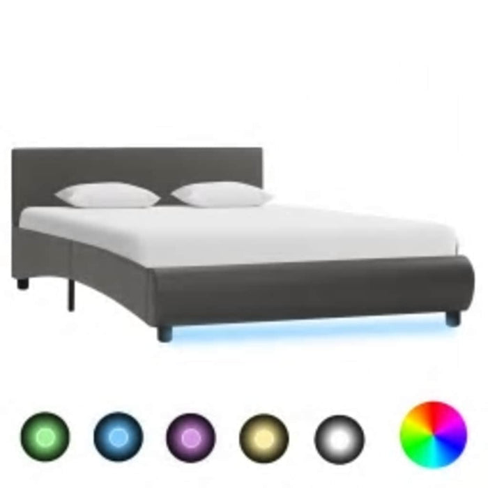 Cadru de pat cu LED, gri, 140 x 200 cm, piele ecologică - WALTI WALTI