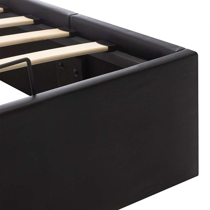 Cadru pat hidraulic, depozitare, negru, 120 x 200 cm piele eco - WALTI WALTI